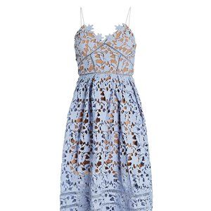 Self Portrait Azaelea Light Blue Lace Midi Dress